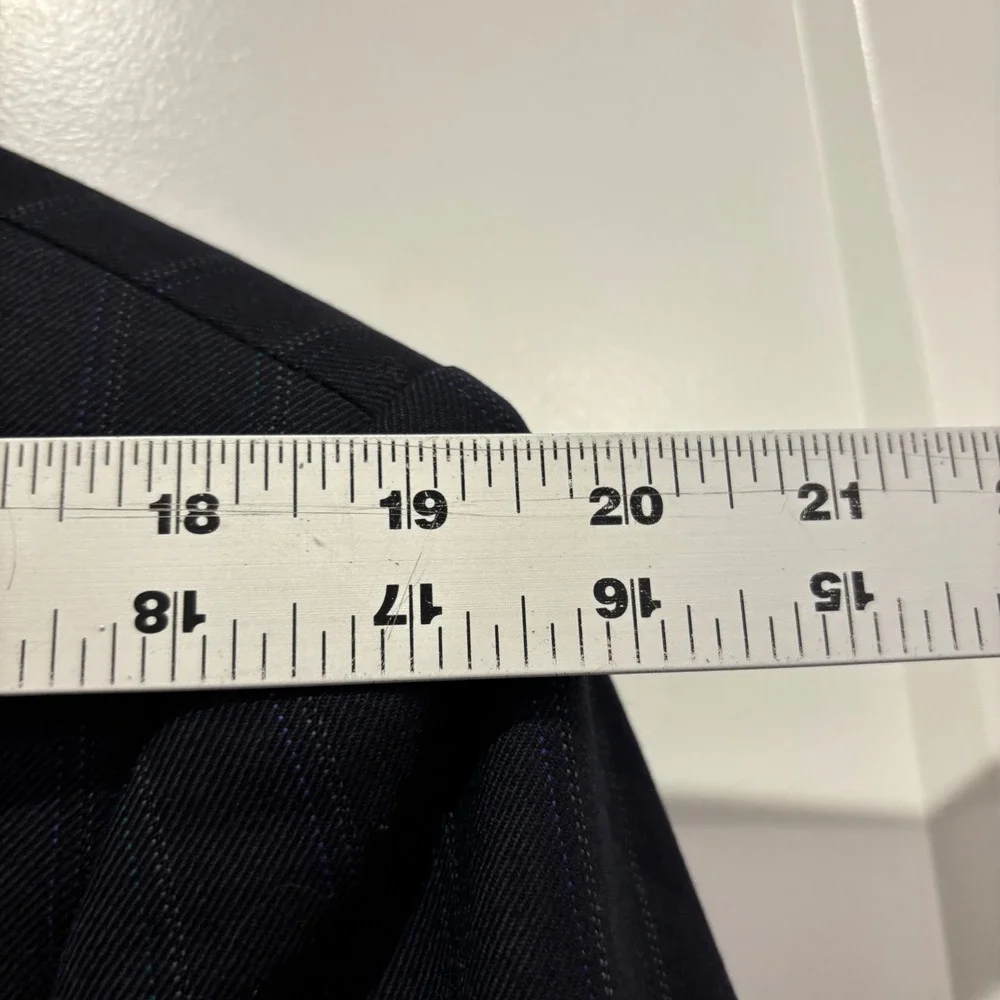 Vintage Hugo Boss Pinstripe Blazer Navy Blue Pure Wool Made in Western Germany